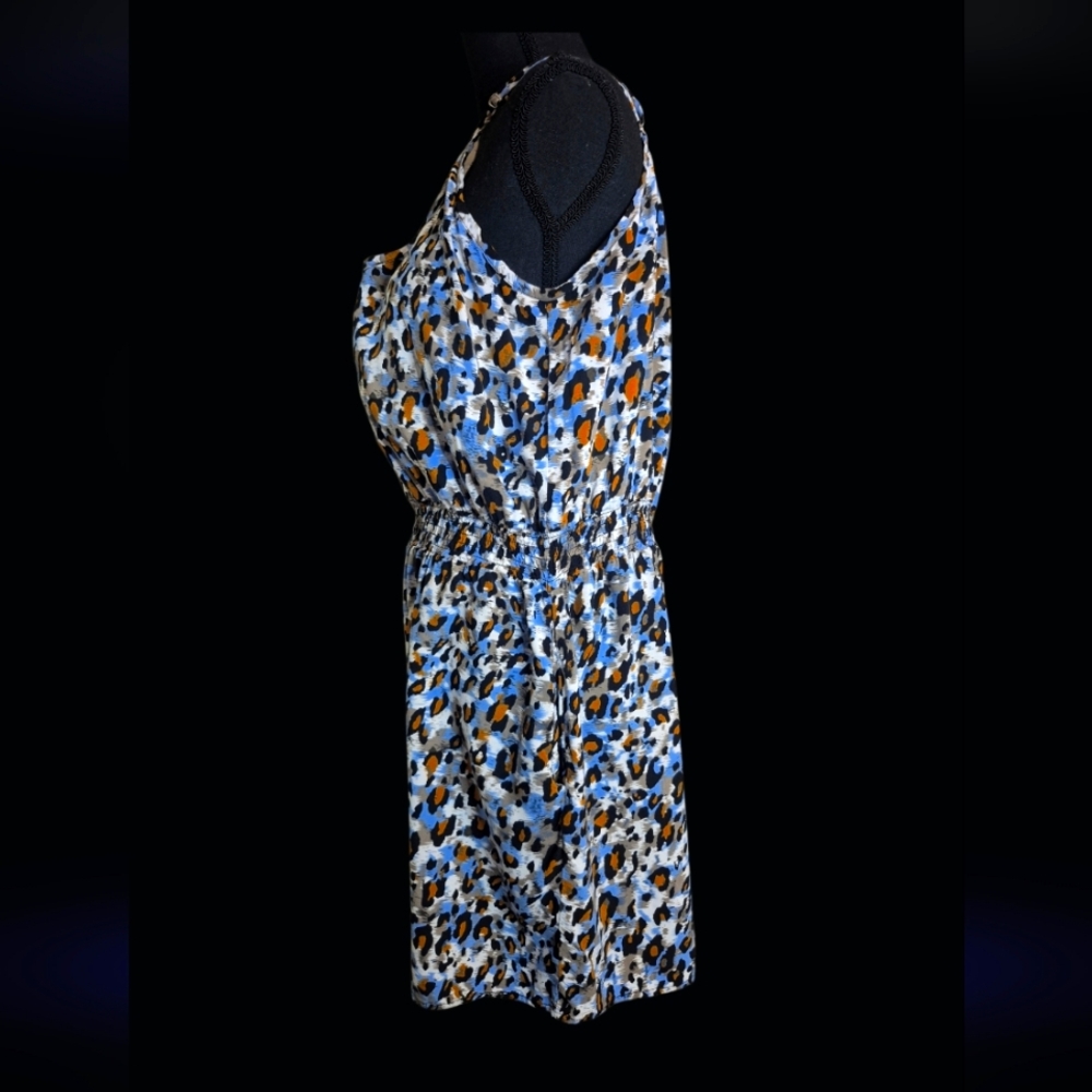 Buenos Ninos Leopard Tank Romper In Blue& Brown W/ Pockets Size XXL - Picture 2 of 4